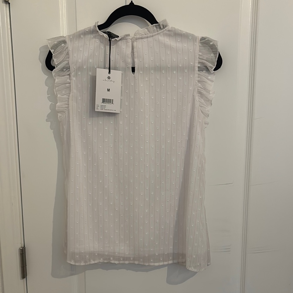 White Ruffled Sleeveless Top - Picture 2 of 4